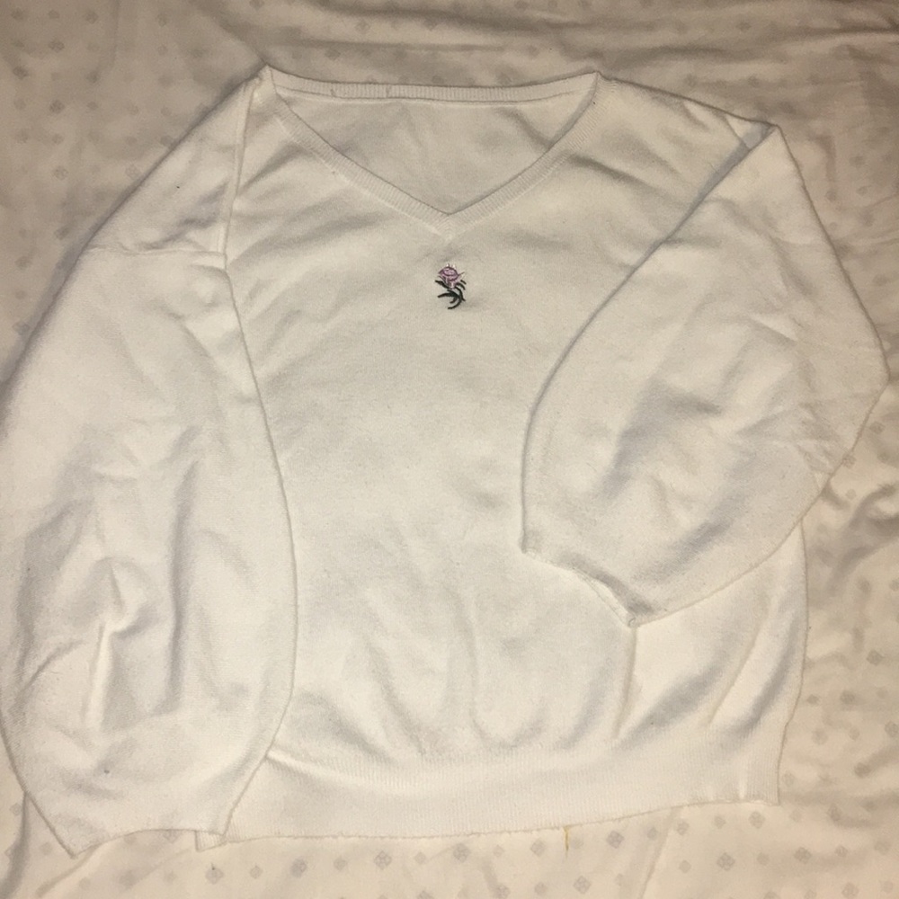 White floral sweater